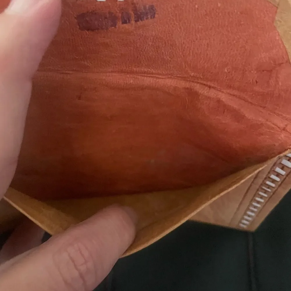 Wallet handtooled Collectible Vintage Leather Bifold pockets unisex 60's tooled